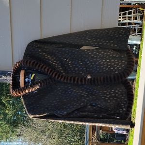 Guizuma Chocolate Brown Real Suede Leather Jacket Trimmed in Fur Mink or…